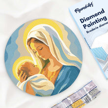 Load image into Gallery viewer, Diamond Painting on Wood Slice - Mary's Embrace Figured'Art USA