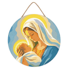 Load image into Gallery viewer, Diamond Painting on Wood Slice - Mary's Embrace