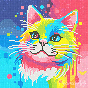 Mini Diamond Painting 10"x10" - Cat Abstract Pop Art