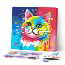 Load image into Gallery viewer, Mini Diamond Painting 10"x10" - Cat Abstract Pop Art Figured'Art USA