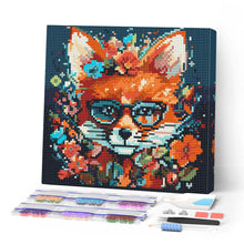 Load image into Gallery viewer, Mini Diamond Painting 10"x10" - Fantasy fox and flowers Figured'Art USA