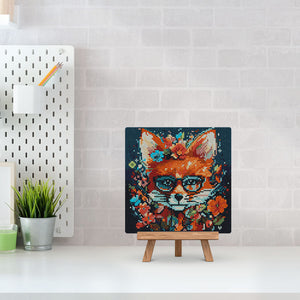 Mini Diamond Painting 10"x10" - Fantasy fox and flowers