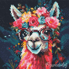 Load image into Gallery viewer, Mini Diamond Painting 10&quot;x10&quot; - Fantasy llama and flowers