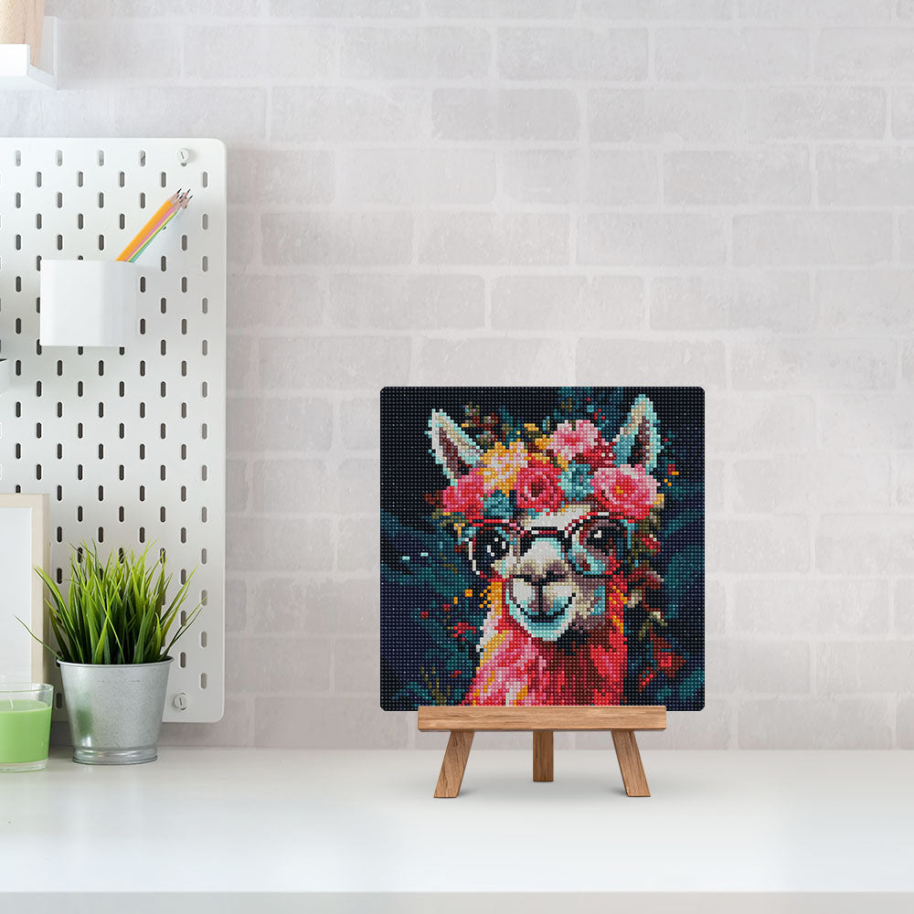 Mini Diamond Painting 10"x10" - Fantasy llama and flowers
