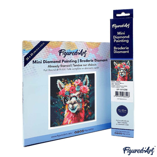 Mini Diamond Painting 10"x10" - Fantasy llama and flowers