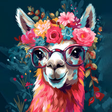 Load image into Gallery viewer, Mini Diamond Painting 10&quot;x10&quot; - Fantasy llama and flowers Figured&#39;Art USA