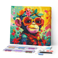 Load image into Gallery viewer, Mini Diamond Painting 10"x10" - Fantasy monkey and flowers Figured'Art USA