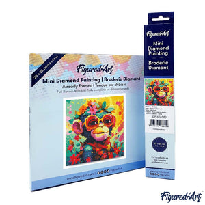 Mini Diamond Painting 10"x10" - Fantasy monkey and flowers