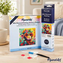 Load image into Gallery viewer, Mini Diamond Painting 10"x10" - Fantasy monkey and flowers