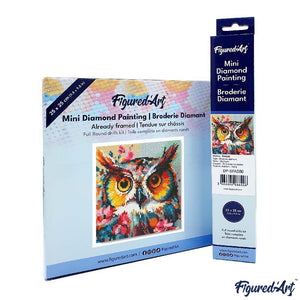 Mini Diamond Painting 10"x10" - Fantasy owl with flowers