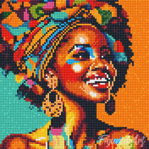 Mini Diamond Painting 10"x10" - African Queen Pop Art