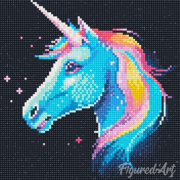 Mini Diamond Painting 10"x10" - Neon Unicorn