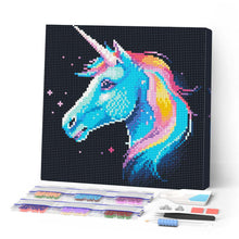 Load image into Gallery viewer, Mini Diamond Painting 10"x10" - Neon Unicorn Figured'Art USA
