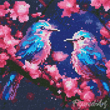 Load image into Gallery viewer, Mini Diamond Painting 10&quot;x10&quot; - Shimmering Bluebirds