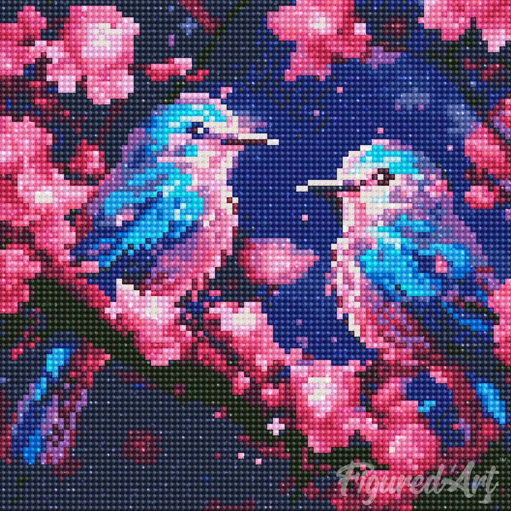 Mini Diamond Painting 10"x10" - Shimmering Bluebirds