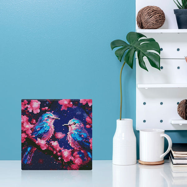 Mini Diamond Painting 10"x10" - Shimmering Bluebirds