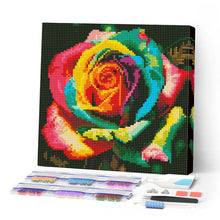 Load image into Gallery viewer, Mini Diamond Painting 10"x10" - Multi-Colored Rose Figured'Art USA