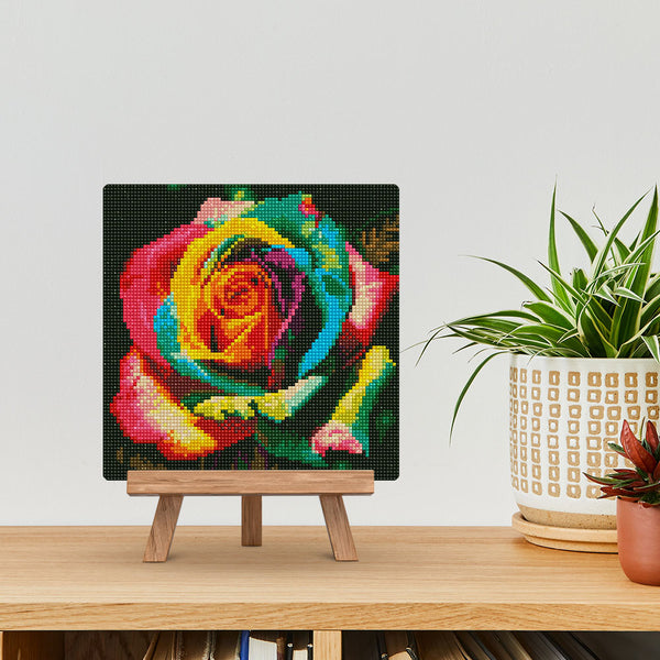 Mini Diamond Painting 10"x10" - Multi-Colored Rose