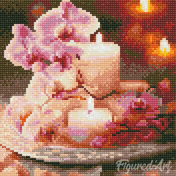 Mini Diamond Painting 10"x10" - Orchids and Candles