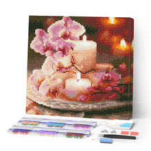 Load image into Gallery viewer, Mini Diamond Painting 10"x10" - Orchids and Candles Figured'Art USA