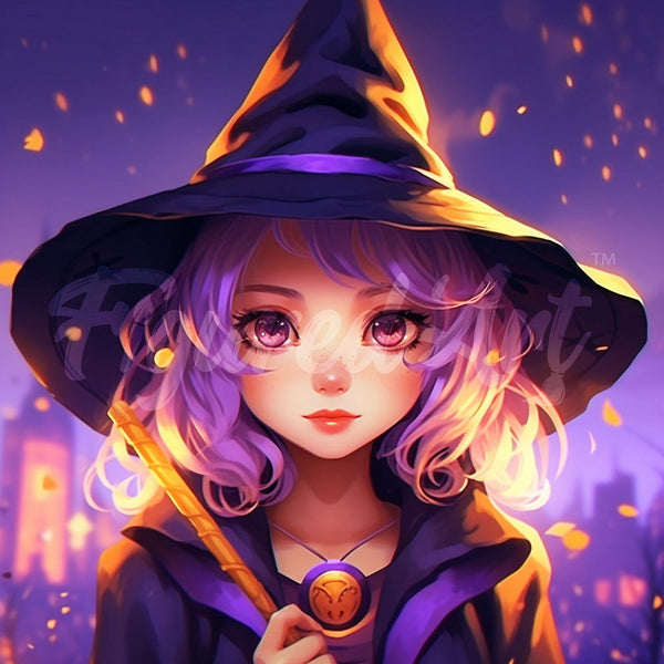 Mini Diamond Painting 10"x10" - Charming Little Witch Figured'Art USA