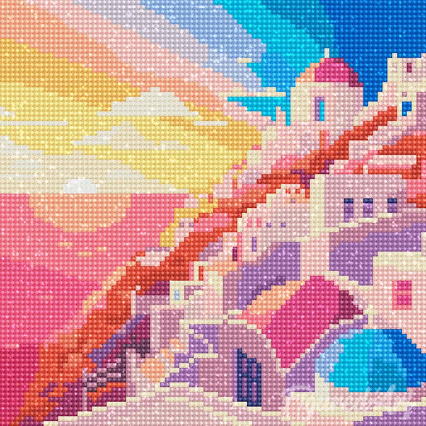 Mini Diamond Painting 10"x10" - Santorini Sunset