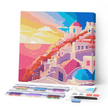 Load image into Gallery viewer, Mini Diamond Painting 10"x10" - Santorini Sunset Figured'Art USA