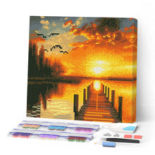 Load image into Gallery viewer, Mini Diamond Painting 10"x10" - Golden Lake Sunset Figured'Art USA