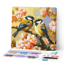 Load image into Gallery viewer, Mini Diamond Painting 10"x10" - Pair of Birds amidst Blossoms Figured'Art USA