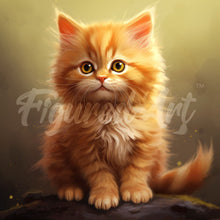 Load image into Gallery viewer, Mini Diamond Painting 10&quot;x10&quot; - Fluffy Orange Kitten Figured&#39;Art USA