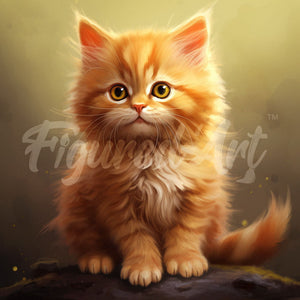 Mini Diamond Painting 10"x10" - Fluffy Orange Kitten Figured'Art USA