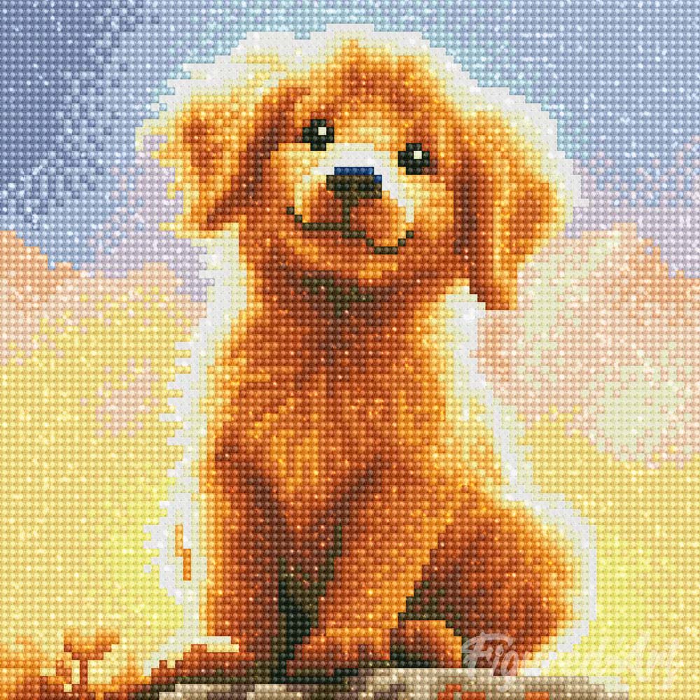 Mini Diamond Painting 10"x10" - Cute Golden Retriever Pup