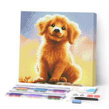 Load image into Gallery viewer, Mini Diamond Painting 10"x10" - Cute Golden Retriever Pup Figured'Art USA