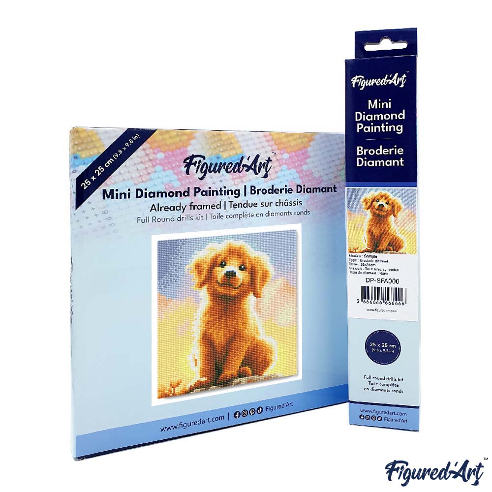 Mini Diamond Painting 10"x10" - Cute Golden Retriever Pup