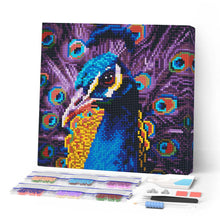 Load image into Gallery viewer, Mini Diamond Painting 10"x10" - Graceful Peacock Figured'Art USA