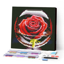 Load image into Gallery viewer, Mini Diamond Painting 10"x10" - Red Rose in the Glass Figured'Art USA