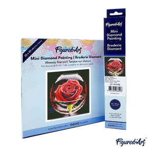 Mini Diamond Painting 10"x10" - Red Rose in the Glass