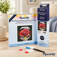 Load image into Gallery viewer, Mini Diamond Painting 10"x10" - Red Rose in the Glass