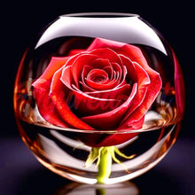 Load image into Gallery viewer, Mini Diamond Painting 10&quot;x10&quot; - Red Rose in the Glass Figured&#39;Art USA
