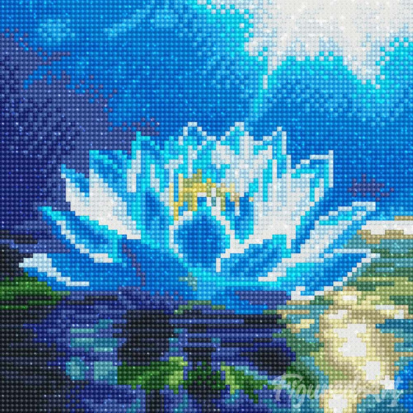 Mini Diamond Painting 10"x10" - Shiny White Lotus