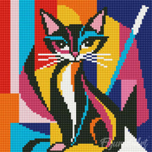 Load image into Gallery viewer, Mini Diamond Painting 10"x10" - Bold Abstract Cat