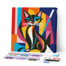 Load image into Gallery viewer, Paint by numbers kit for adults Mini Diamond Painting 10"x10" - Bold Abstract Cat Figured'Art