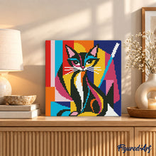 Load image into Gallery viewer, Mini Diamond Painting 10"x10" - Bold Abstract Cat