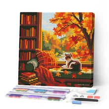 Load image into Gallery viewer, Paint by numbers kit Mini Diamond Painting 10"x10" - Cat's Autumn View Figured'Art