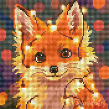 Load image into Gallery viewer, Mini Diamond Painting 10"x10" - Little Fox with Light Bulbs