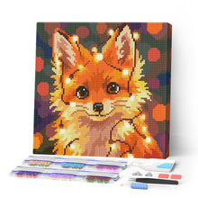 Load image into Gallery viewer, Paint by numbers kit Mini Diamond Painting 10"x10" - Little Fox with Light Bulbs Figured'Art
