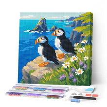 Load image into Gallery viewer, Mini Diamond Painting 10"x10"  for adults -  Puffin by the Ocean Cliffs Figured'Art