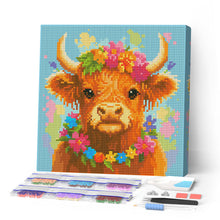 Load image into Gallery viewer, Paint by numbers kit Mini Diamond Painting 10"x10" - Highland Cow Garden Queen Figured'Art