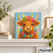Load image into Gallery viewer, Mini Diamond Painting 10"x10" - Highland Cow Garden Queen