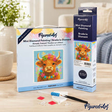 Load image into Gallery viewer, Mini Diamond Painting 10"x10" - Highland Cow Garden Queen